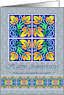 Anniversary for Cousin and His Wife with Art Nouveau Leaf Tiles card