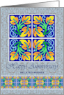 Belated Anniversary Wishes with Art Nouveau Leaf Tiles card