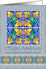 Happy Anniversary for Couple with Art Nouveau Leaf Tiles card