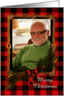 Christmas Custom Photo with Plaid and Knotted Rope card