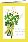 St. Patrick’s Day Wishes for Colleague with Shamrock Bouquet card