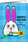 From Far Away Easter with Cute Bunny Holding a Flower in Its Mouth card