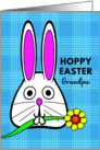 For Grandpa Easter with Bunny Holding a Flower in Its Mouth card