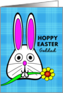 For Goddad Easter with Cute Bunny Holding a Flower in Its Mouth card