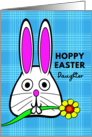 For Daughter Easter with Cute Bunny Holding a Flower in Its Mouth card