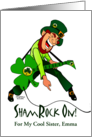 Sister St Patricks Day with Leprechaun Playing Electric Guitar card