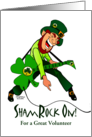 Volunteer St Patricks Day Custom Front with Rocking Leprechaun card