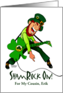 Cousin St Patrick’s Day ShamRock On Leprechaun and Guitar card