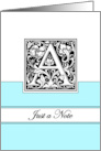 Monogram Letter A Any Occasion Blank in Arts and Crafts Style card
