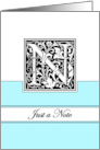 Monogram Letter N Any Occasion Blank in Arts and Crafts Style card