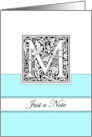 Monogram Letter M Any Occasion Blank in Arts and Crafts Style card
