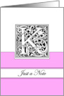 Monogram Letter K Any Occasion Blank in Arts and Crafts Style card