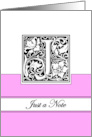 Monogram Letter J Any Occasion Blank in Arts and Crafts Style card