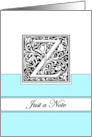 Monogram Letter Z Any Occasion Blank in Arts and Crafts Style card