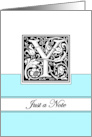 Monogram Letter Y Any Occasion Blank in Arts and Crafts Style card