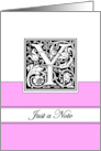 Monogram Letter Y Any Occasion Blank in Arts and Crafts Style card