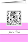 Monogram Letter U Any Occasion Blank in Arts and Crafts Style card