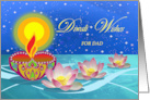 Diwali for Dad with Diya Oil Lamp and Lotus Flowers card