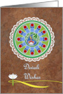 Diwali Wishes with Rangoli Inspired Design With Diya and Lotus Flower card