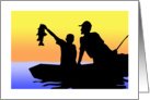 Father’s Day Fishing Silhouette, Boy Showing Off His Big Catch card