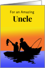 For Uncle Fathers Day with Fishing Silhouette the Big Catch card