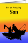 For Son Fathers Day Fishing Silhouette with the Big Catch card