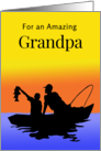 For Grandpa Fathers Day with Fishing Silhouette the Big Catch card