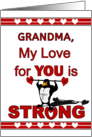 For Grandma Valentine’s Day with Penguin Lifting Heart Weights card