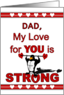 For Dad Valentine’s Day with Muscle Penguin Lifting Heart Weights card