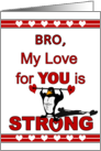 For Brother Valentine’s Day with Muscle Penguin Lifting Heart Weights card