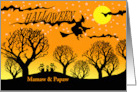 For Mamaw and Papaw Halloween Custom Text with Cats and Witch card