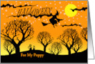 For Poppy Halloween Custom Text with Silhouette of Cats and Witch card