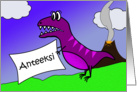 Anteeksi, I’m Sorry in Finnish, Dinosaur With Apology Sign card