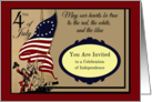 4th of July Celebration Invitation with Hoisting the American Flag card