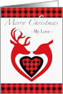 Christmas for Husband with Deer Couple in Red and Black Plaid card