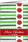Christmas for Partner with Faux Glitter in Green Stripes Red Circles card