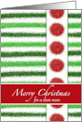 Christmas for Mum with Faux Glitter in Green Stripes Red Circles card