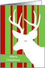 Christmas with White Deer on Striped Background in Modern Design card