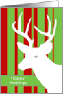 Christmas Happy Holidays with White Deer on Striped Background card