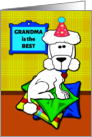 For Grandma Birthday with Cute Standard Poodle on Colorful Pillows card