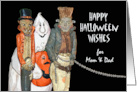 For Mom and Dad Halloween with Vampire and Friends in the Dark card