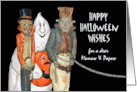 Mamaw and Papaw Halloween Wishes with Creatures card