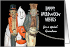 Grandson Halloween Wishes With Ghost and Friends card