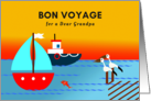 Grandpa Bon Voyage with Pelicans and Boats at Sunset card