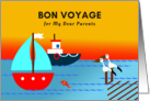 Parents Bon Voyage with Pelicans and Boats at Sunset card