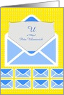 Custom Text, Monogram Letter U, Personalized Name Card
