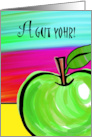 Yiddish Rosh Hashanah A Gut Yohr with Green Apple Painting card