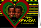 Kwanzaa for Mom Custom Photo with Big Heart and African Design card