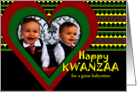 Custom Kwanzaa for Babysitter with Add Your Photo in Big Heart card