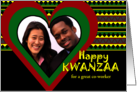 For CoWorker Kwanzaa Custom Add Your Photo Heart and Patterns card